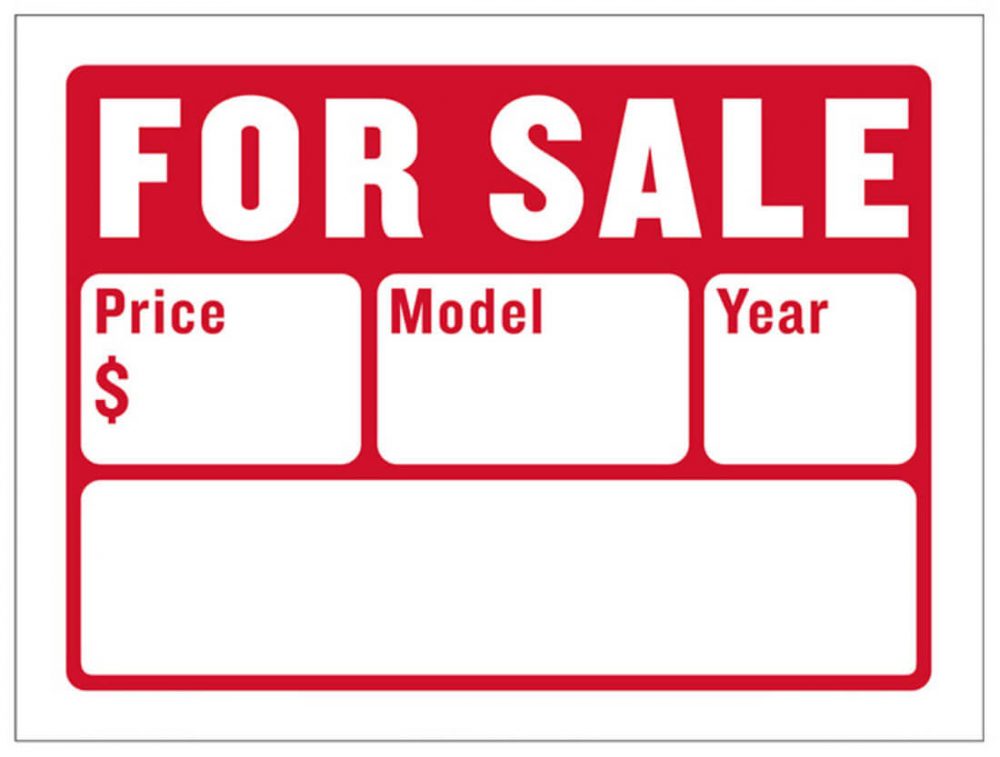 For Sale Sign with Price, Model, Year