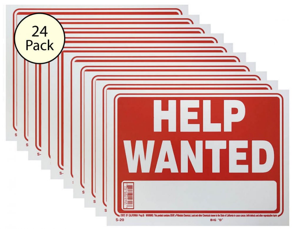 Help Wanted Sign 24 Pack S-20