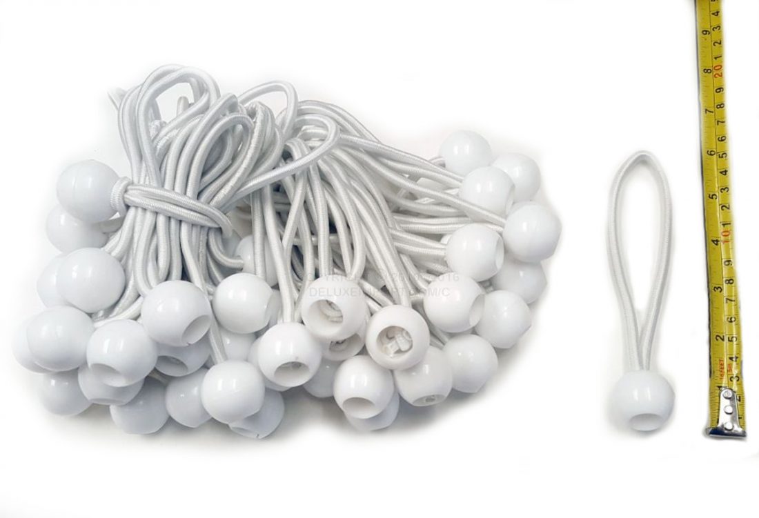 Inch Ball Bungee Cord (White, 50 Pack