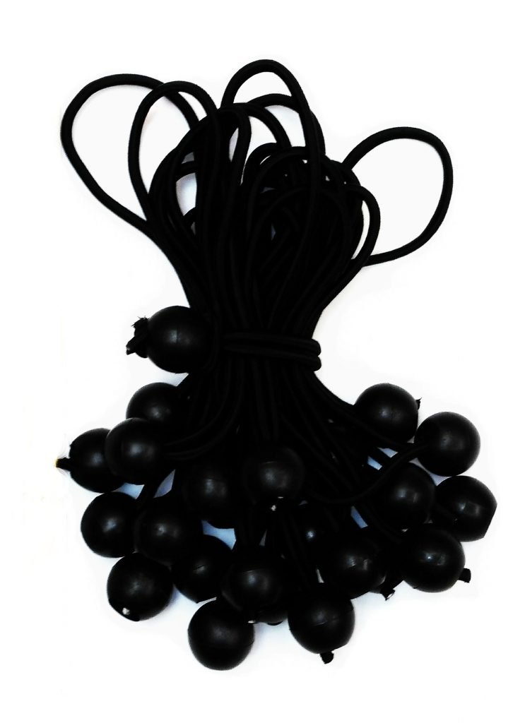 DLUX Premium Heavy Duty 6Inch Ball Bungee Cord (Black, 50 Pack) Emongus