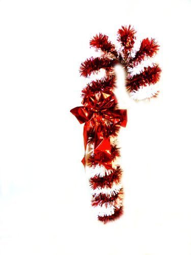 Styrofoam CANDY CANE 14" Red and White Stripes with Velvet Bow, Christmas Decoration for Home or Office