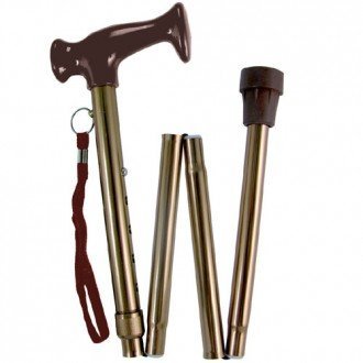 DLUX EJ228 Premium Copper Adjustable Folding Cane Travel Walking Stick (Copper)