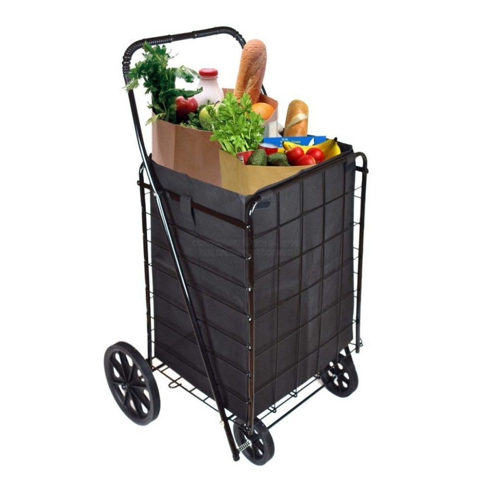 DLUX Extra Large Folding Shopping Cart with Matching Liner D801SL (Jumbo Size, Black)