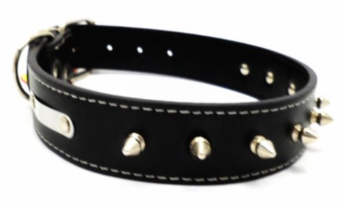 DLUX Pet Collar with Spikes,25" Leather-Like Heavy Duty (Black)