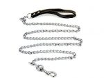 DLUX TM Premium 6' Chain Leash BLACK Leather-like Strong Handle for Large & Medium Size Dogs and Pets