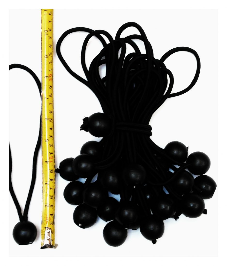 DLUX Premium Heavy Duty 9-Inch Ball Bungee Cord (Black, 100 Pack)