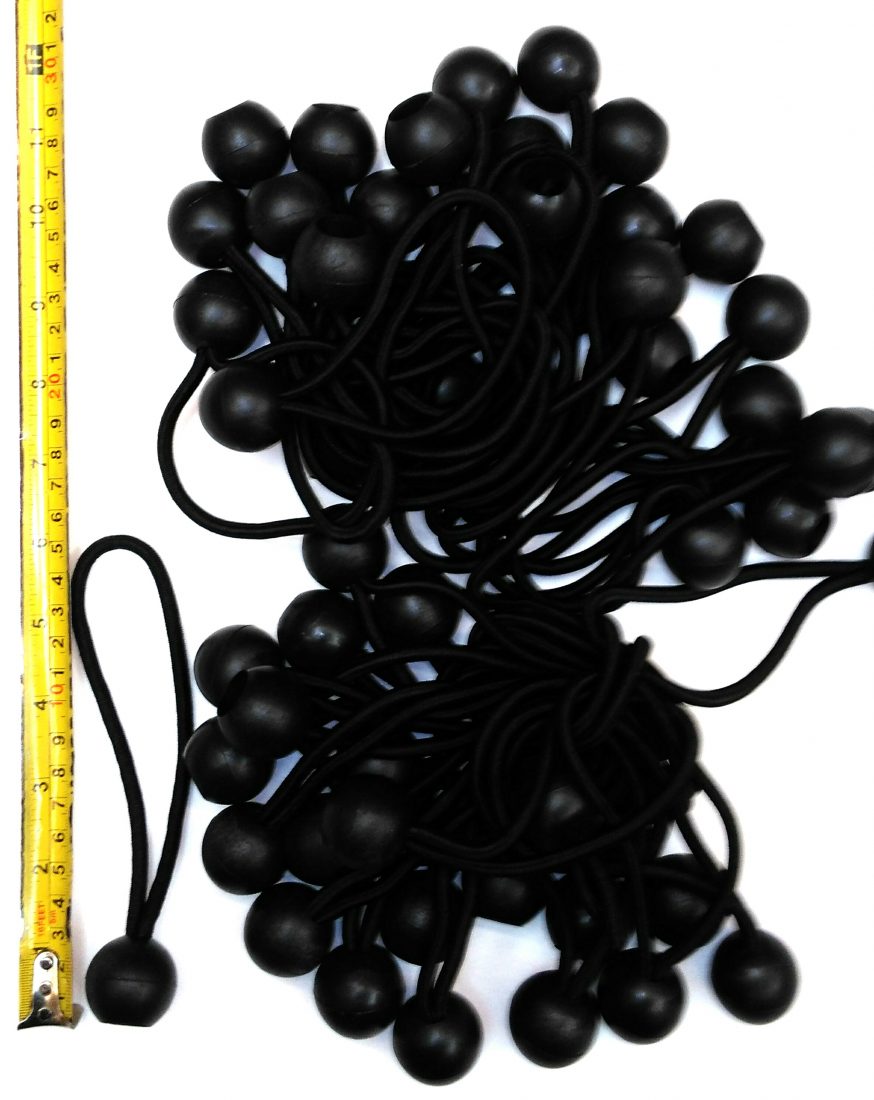DLUX Premium Heavy Duty 6-Inch Ball Bungee Cord (Black, 50 Pack)