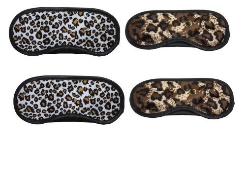 Set of 4 Wild Animal Print Sleeping Eye Masks Cheetah Leopard
