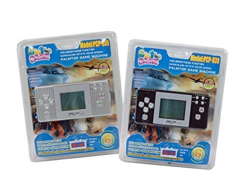 Twin 2 Pack Pocket Arcade Handheld Palmtop Game 6 in 1 Palmtop Game Machine with Color Screen, Limited Quantity Limited Time Available (Black and Gray)